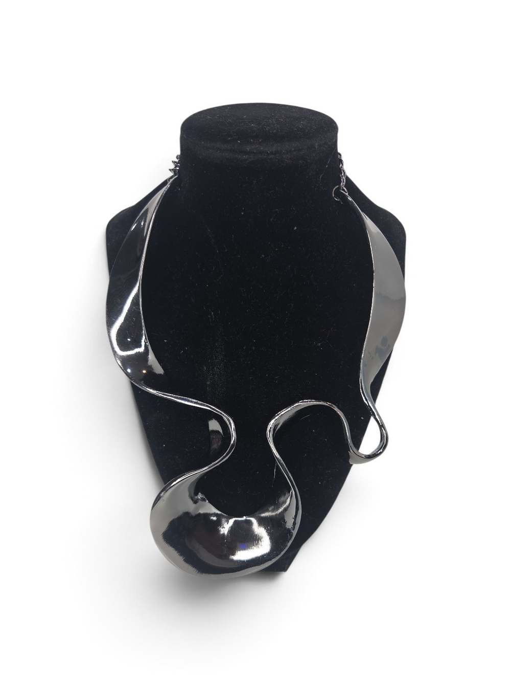 🖤▪️Natasha Couture▪️ Glossy Black Sculptural Collar Necklace